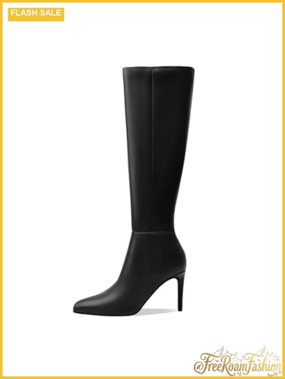Pointed Toe Knee High Stiletto Heel Tall Boots with Side Zipper